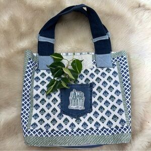 Elegant Blue and White Patterned Tote Bag